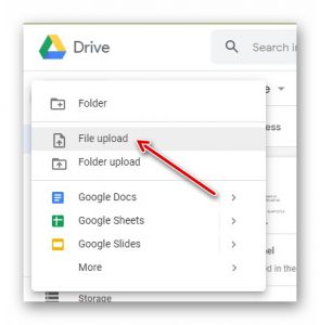 Google Drive file upload
