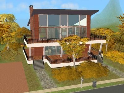 Modern House in Autumn Woods