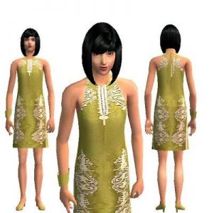 Chartreuse and White Dress